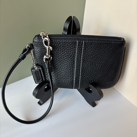 Coach Handbags - COACH Black Pebbled Leather Wristlet